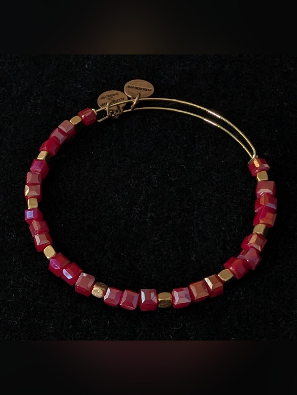 Alex and Ani Red Faceted Bead and Gold-Tone Expandable Bracelet